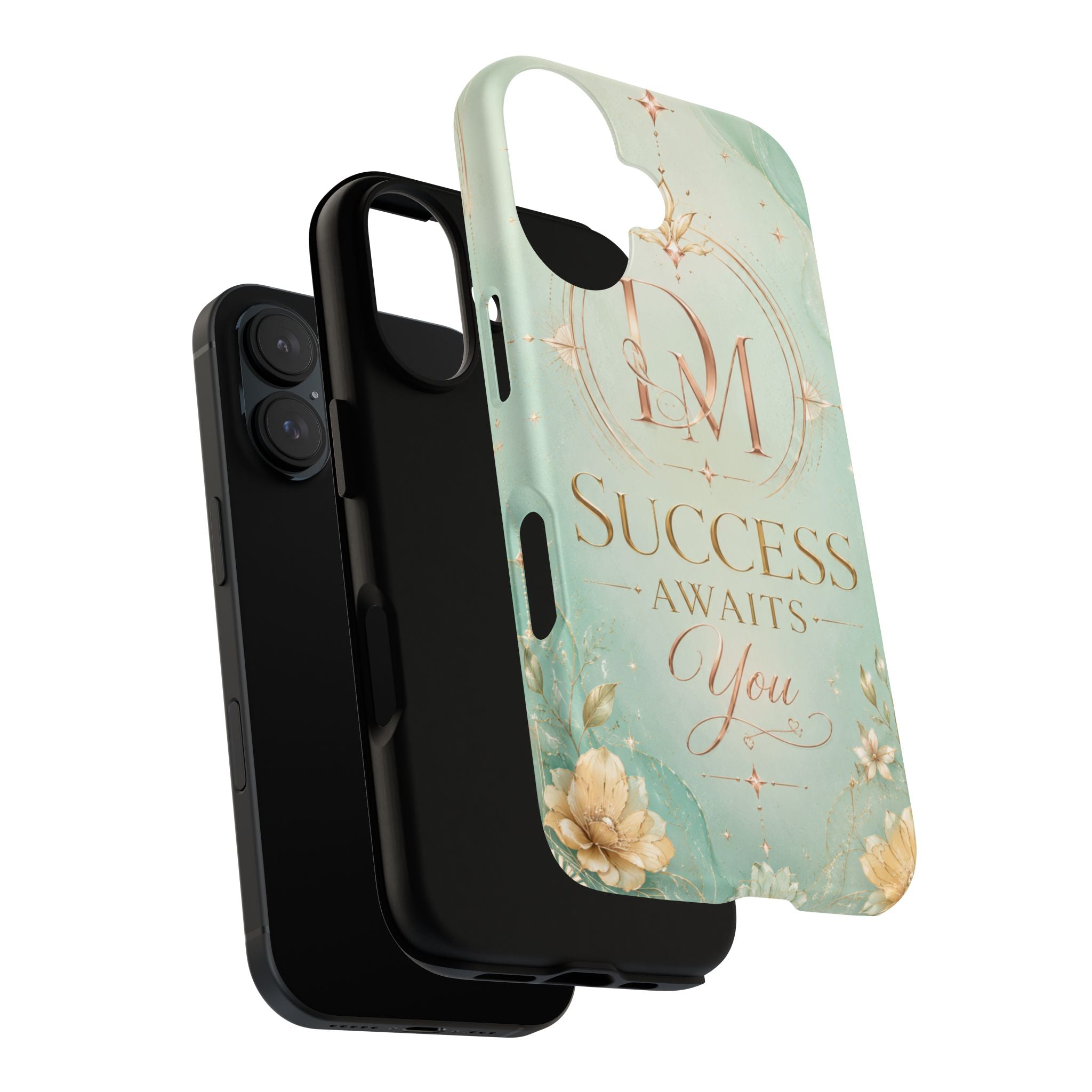 Phone Case — "Success Awaits You" Mint Marble Protective Case