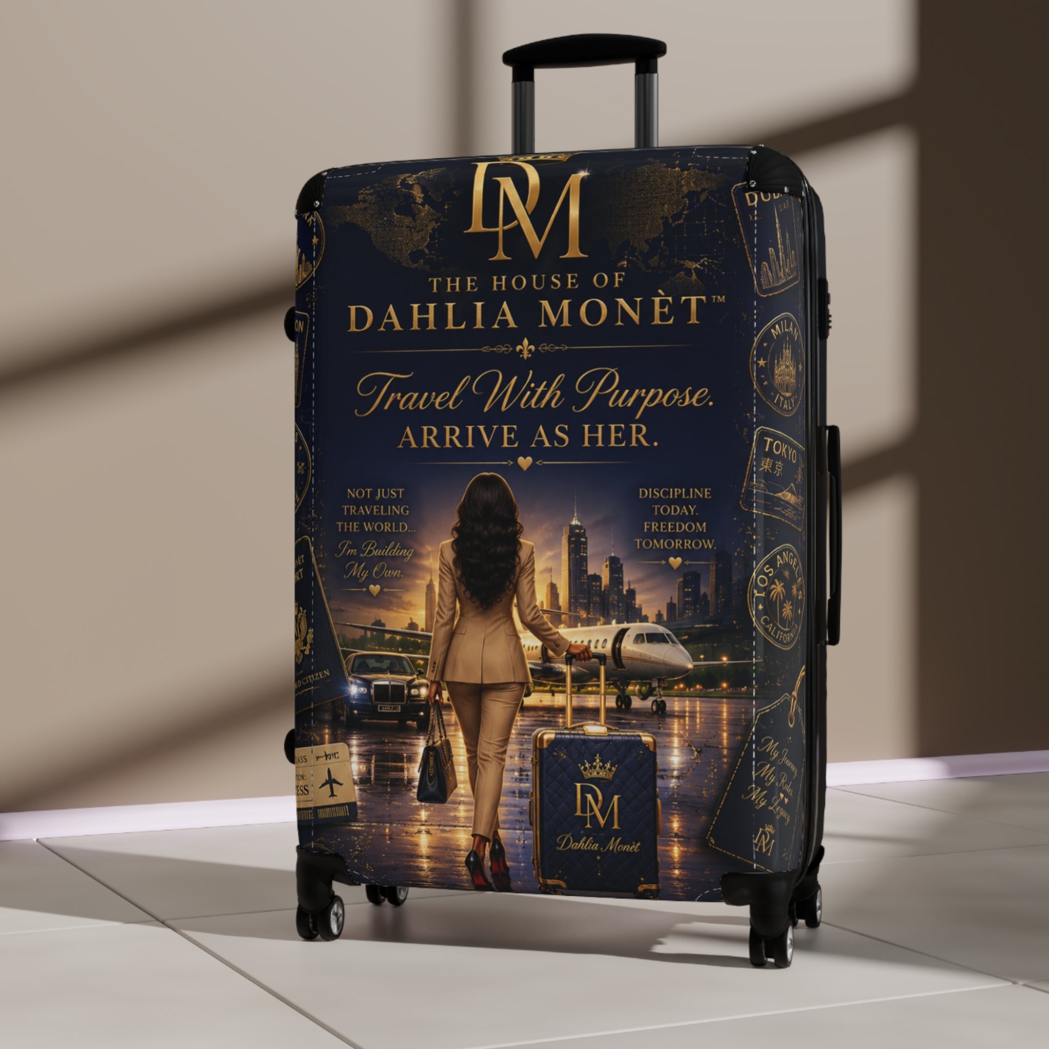 Suitcase — 'The House of Dahlia Monet: Travel With Purpose' Rolling Luggage