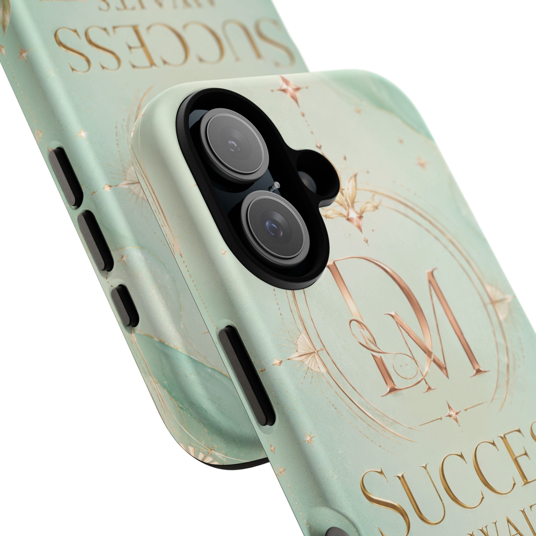 Phone Case — "Success Awaits You" Mint Marble Protective Case