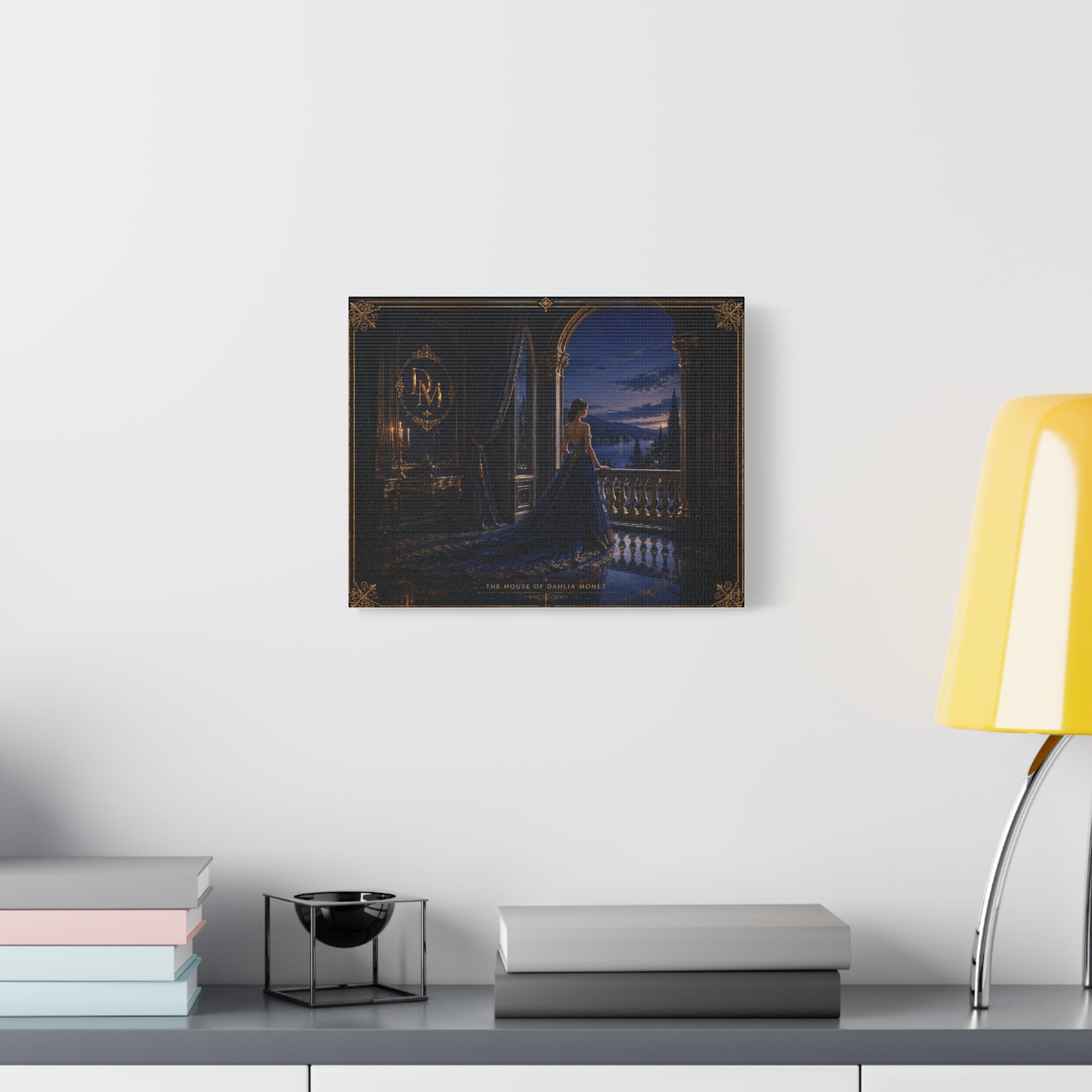 Princess at Midnight Matte Canvas Print — Elegant Blue Evening Wall Art