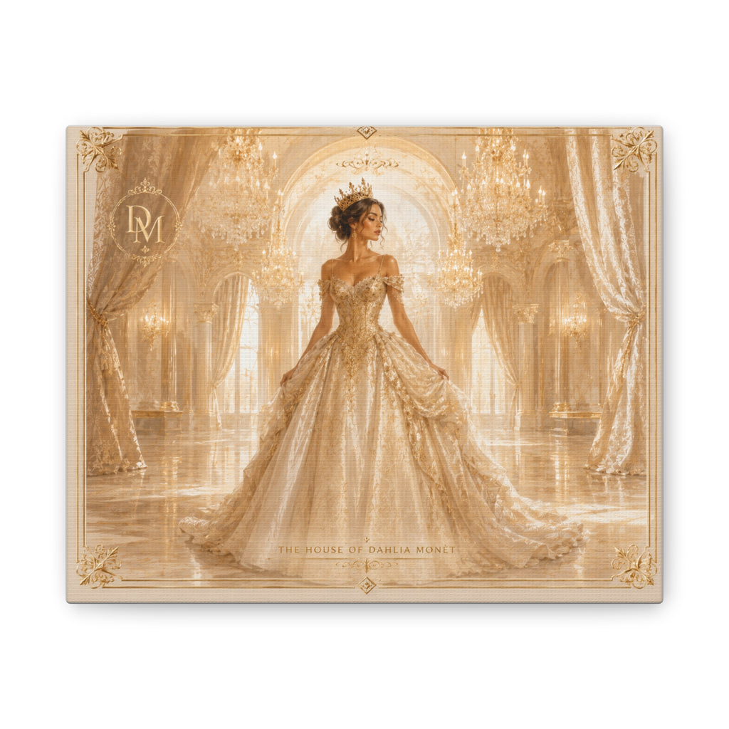 Princess Bride Canvas Print — Elegant Golden Ballroom Portrait