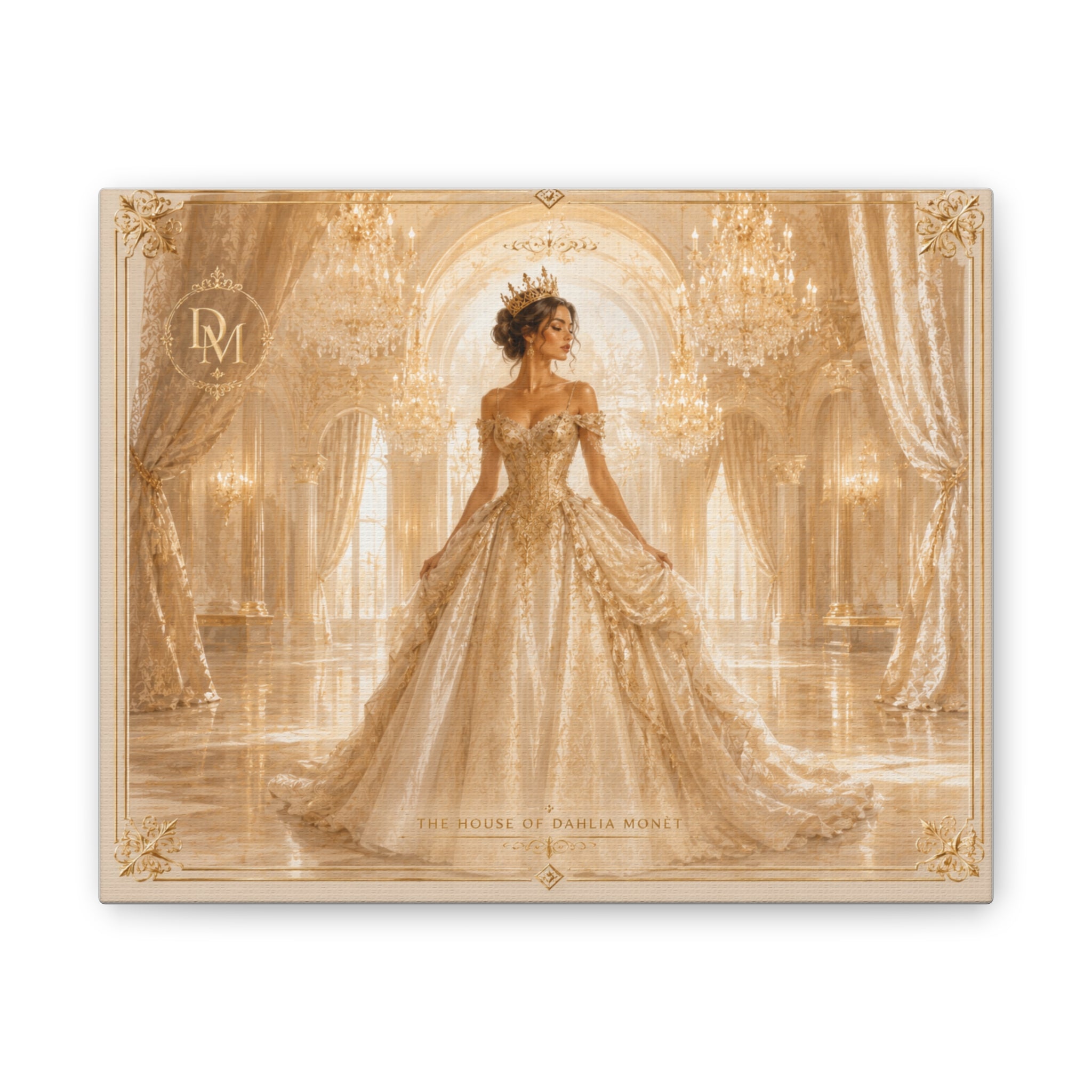 Princess Bride Canvas Print — Elegant Golden Ballroom Portrait