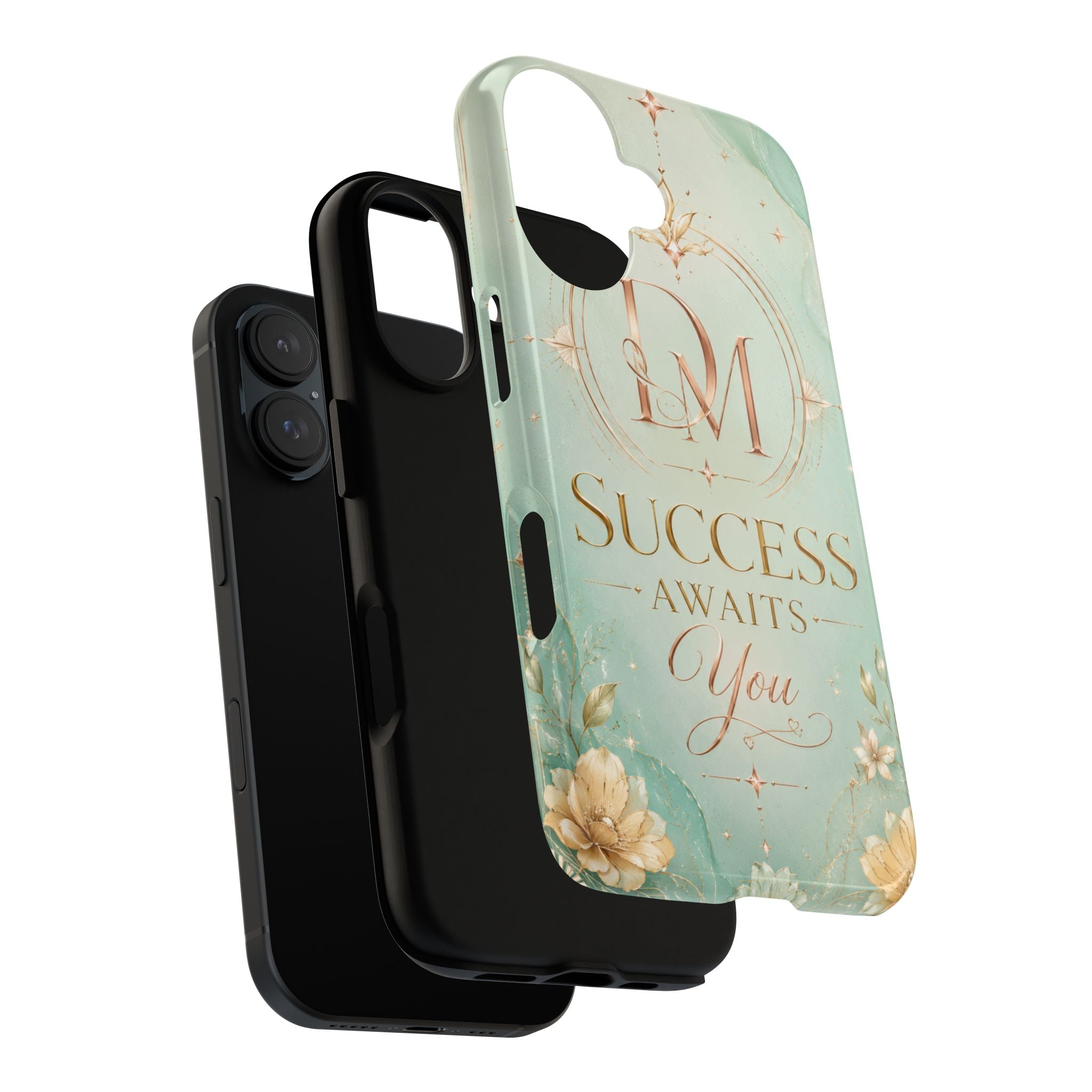 Phone Case — "Success Awaits You" Mint Marble Protective Case
