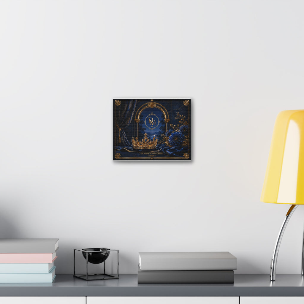 Royal Crown Canvas Print – 'The House of Dahlia Monet' Elegant Blue & Gold Wall Art