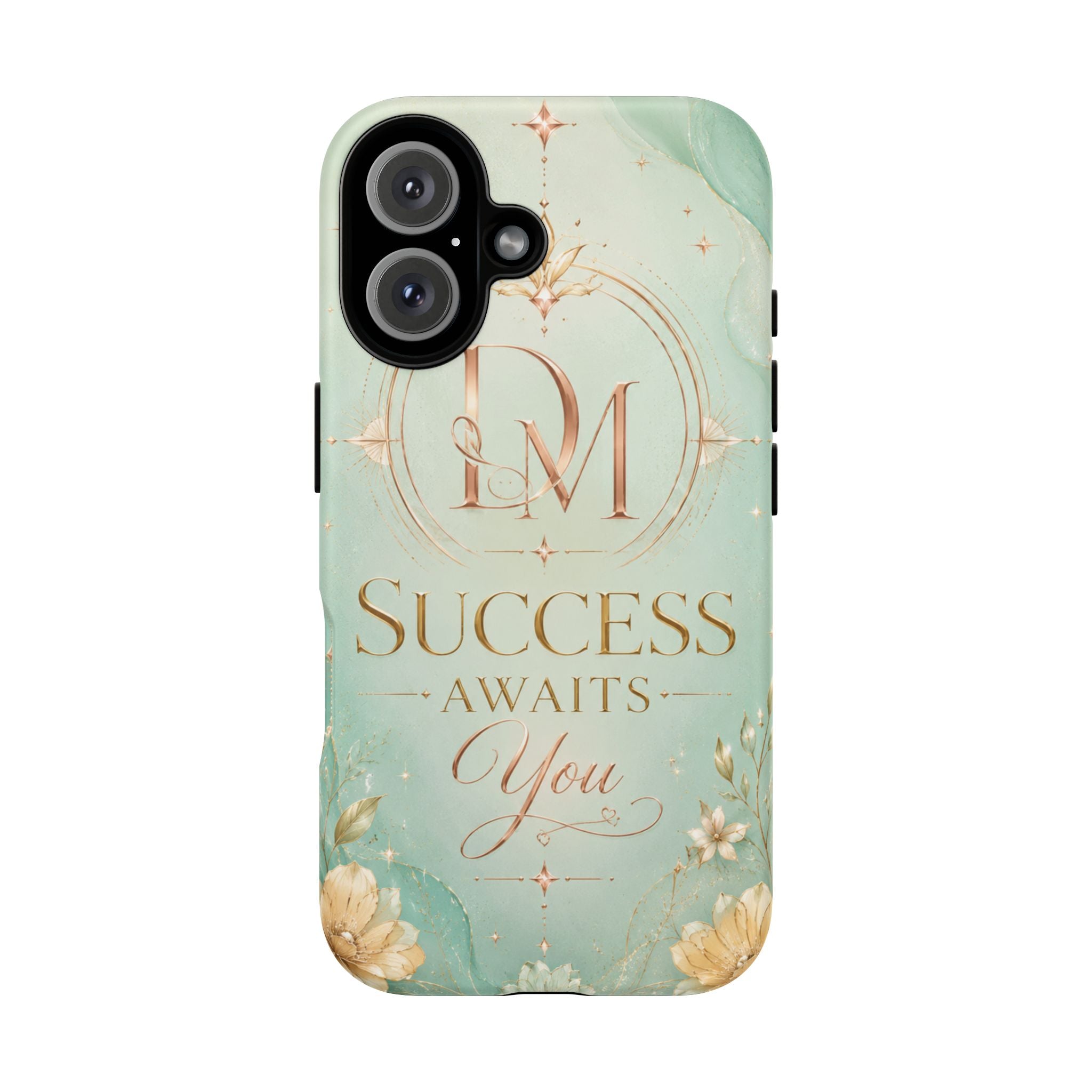 Phone Case — "Success Awaits You" Mint Marble Protective Case