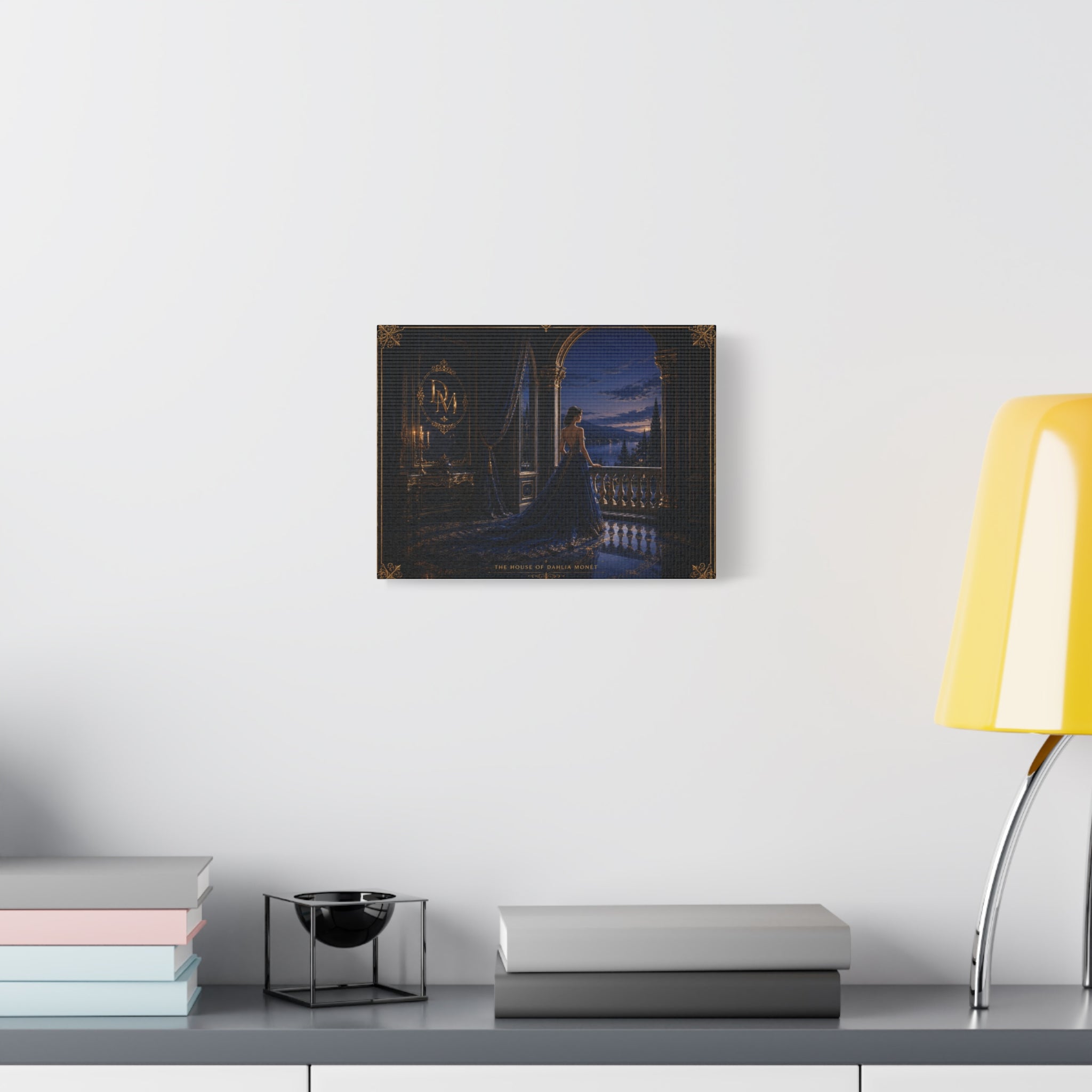Princess at Midnight Matte Canvas Print — Elegant Blue Evening Wall Art