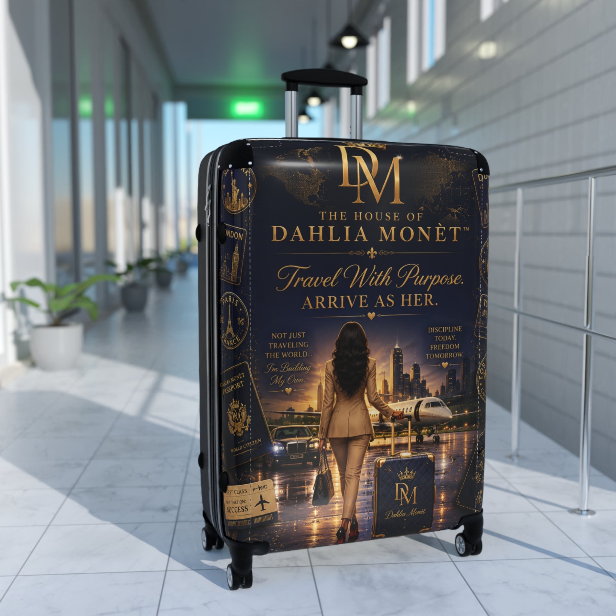 Suitcase — 'The House of Dahlia Monet: Travel With Purpose' Rolling Luggage