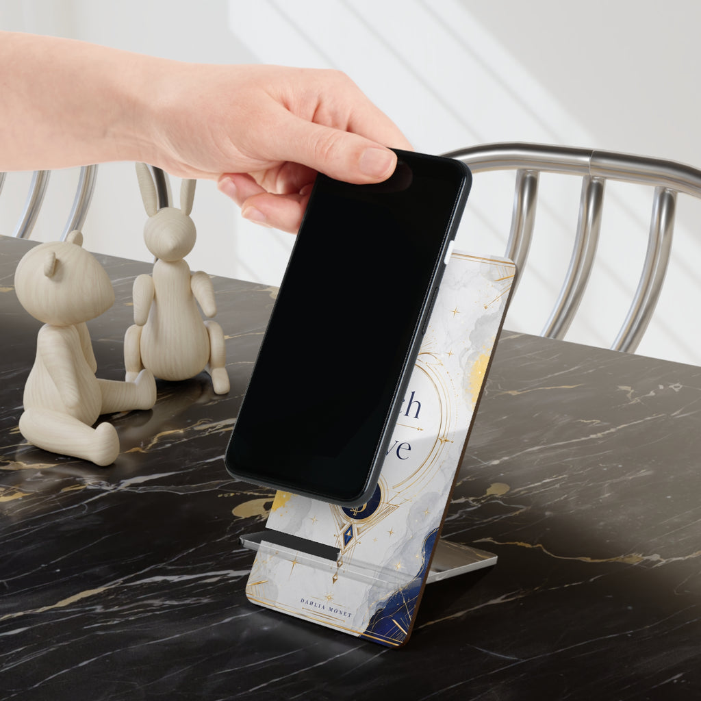 Phone Stand — "Rich In Love" Marble Gold Acrylic Mobile Display Stand