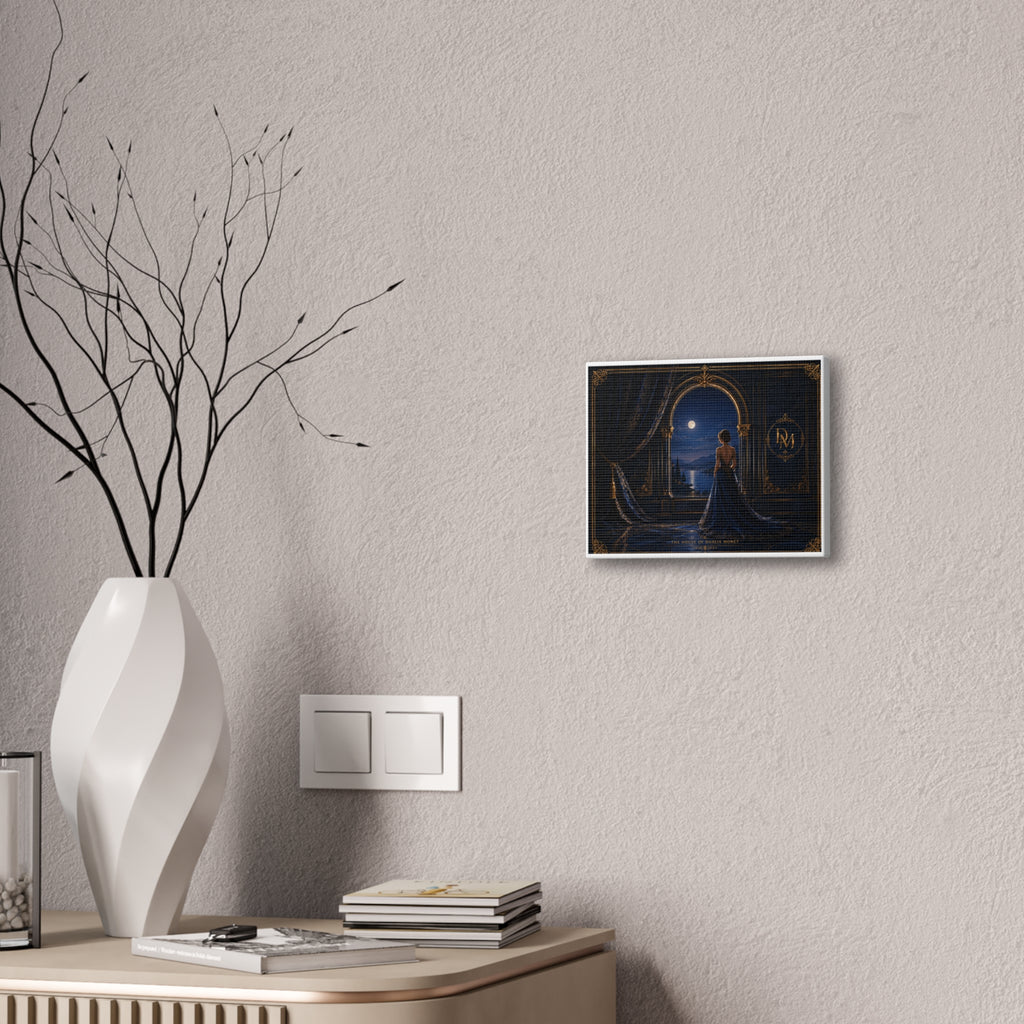 Stretched Canvas: Moonlit Balcony Lady — Elegant Romantic Wall Art