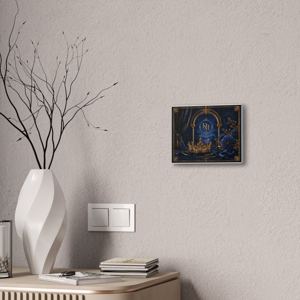 Royal Crown Canvas Print – 'The House of Dahlia Monet' Elegant Blue & Gold Wall Art
