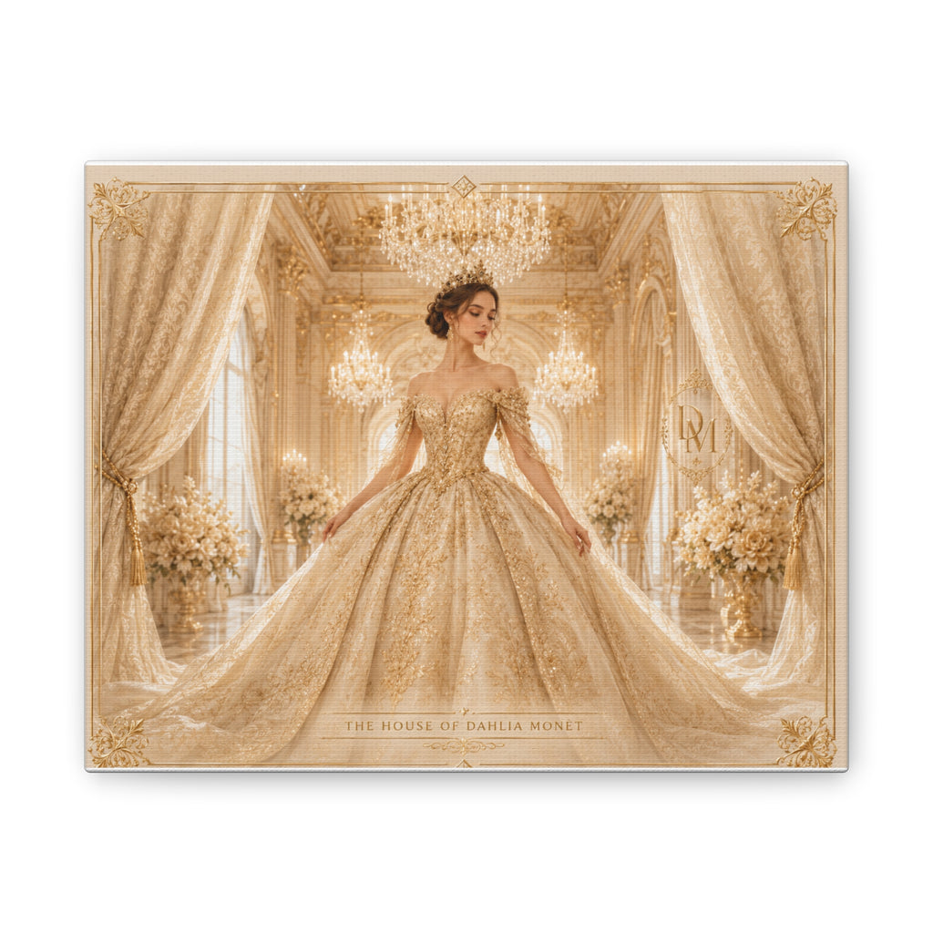 Elegant Golden Ballroom Canvas — Bridal Princess Art Print