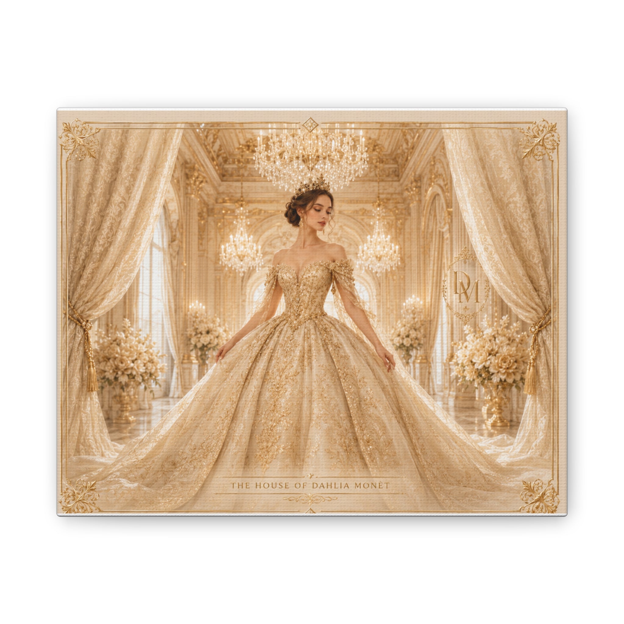 Elegant Golden Ballroom Canvas — Bridal Princess Art Print