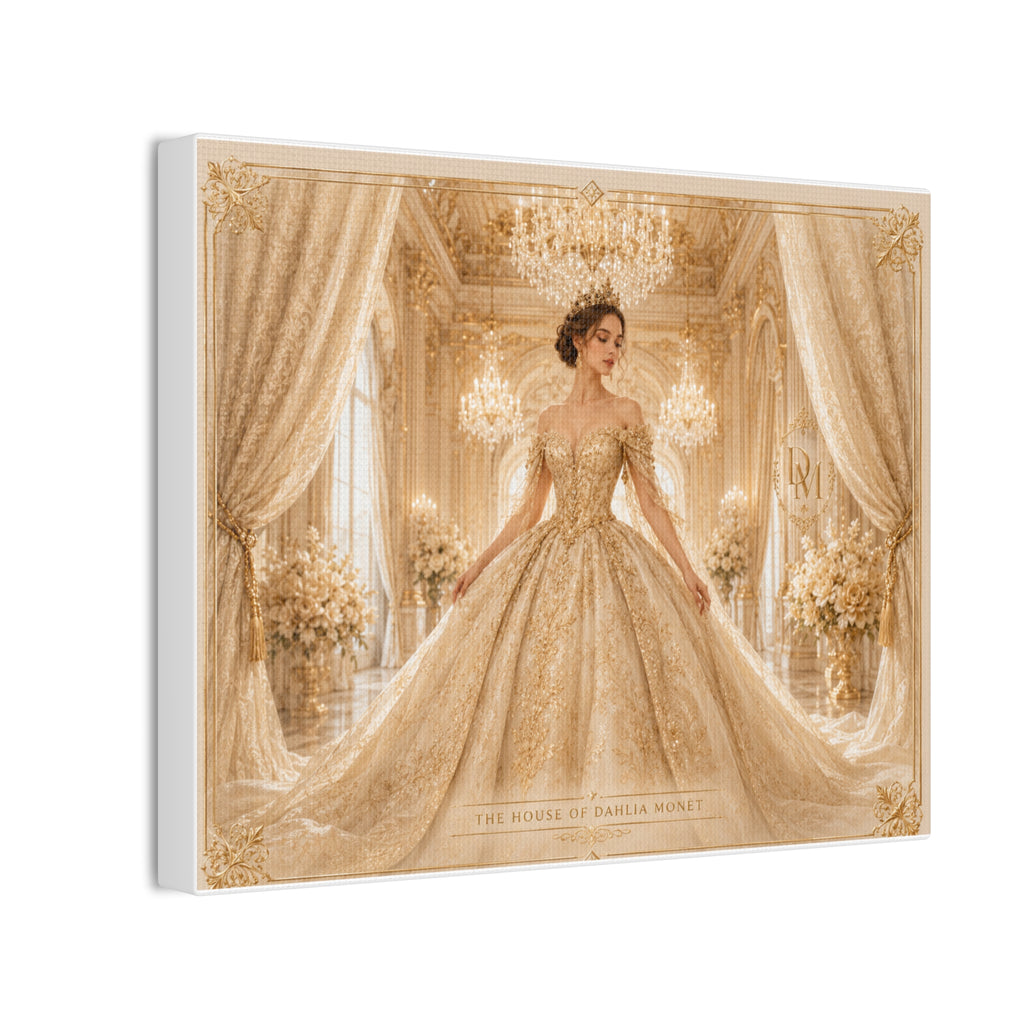 Elegant Golden Ballroom Canvas — Bridal Princess Art Print