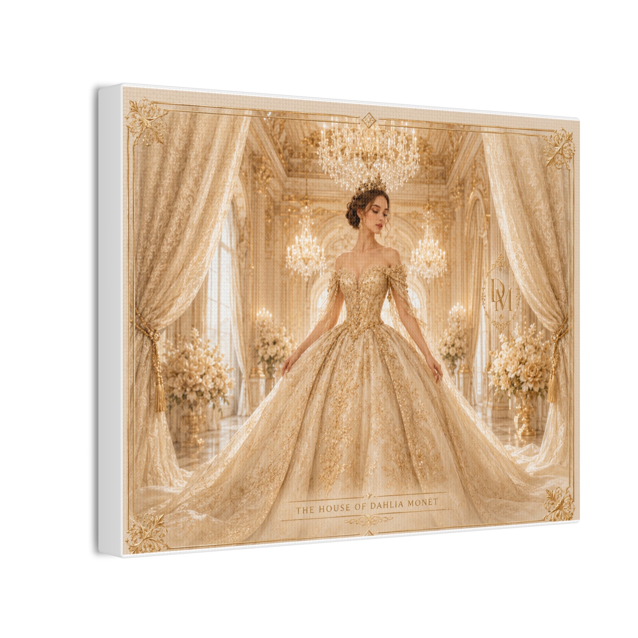 Elegant Golden Ballroom Canvas — Bridal Princess Art Print