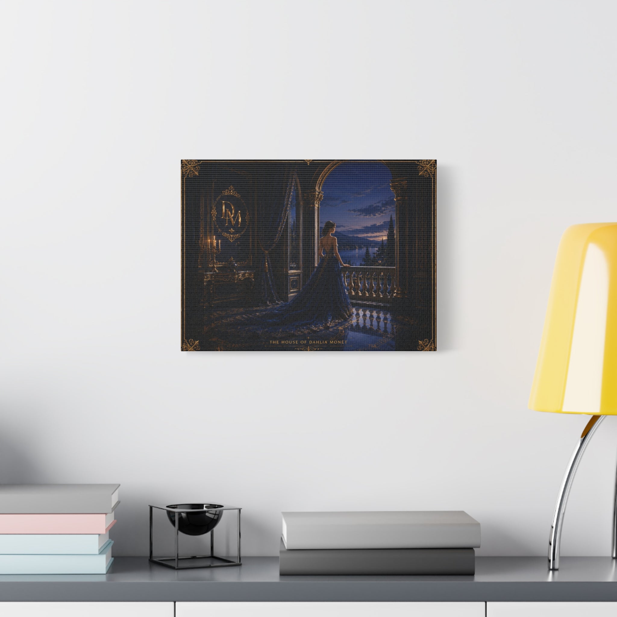 Princess at Midnight Matte Canvas Print — Elegant Blue Evening Wall Art