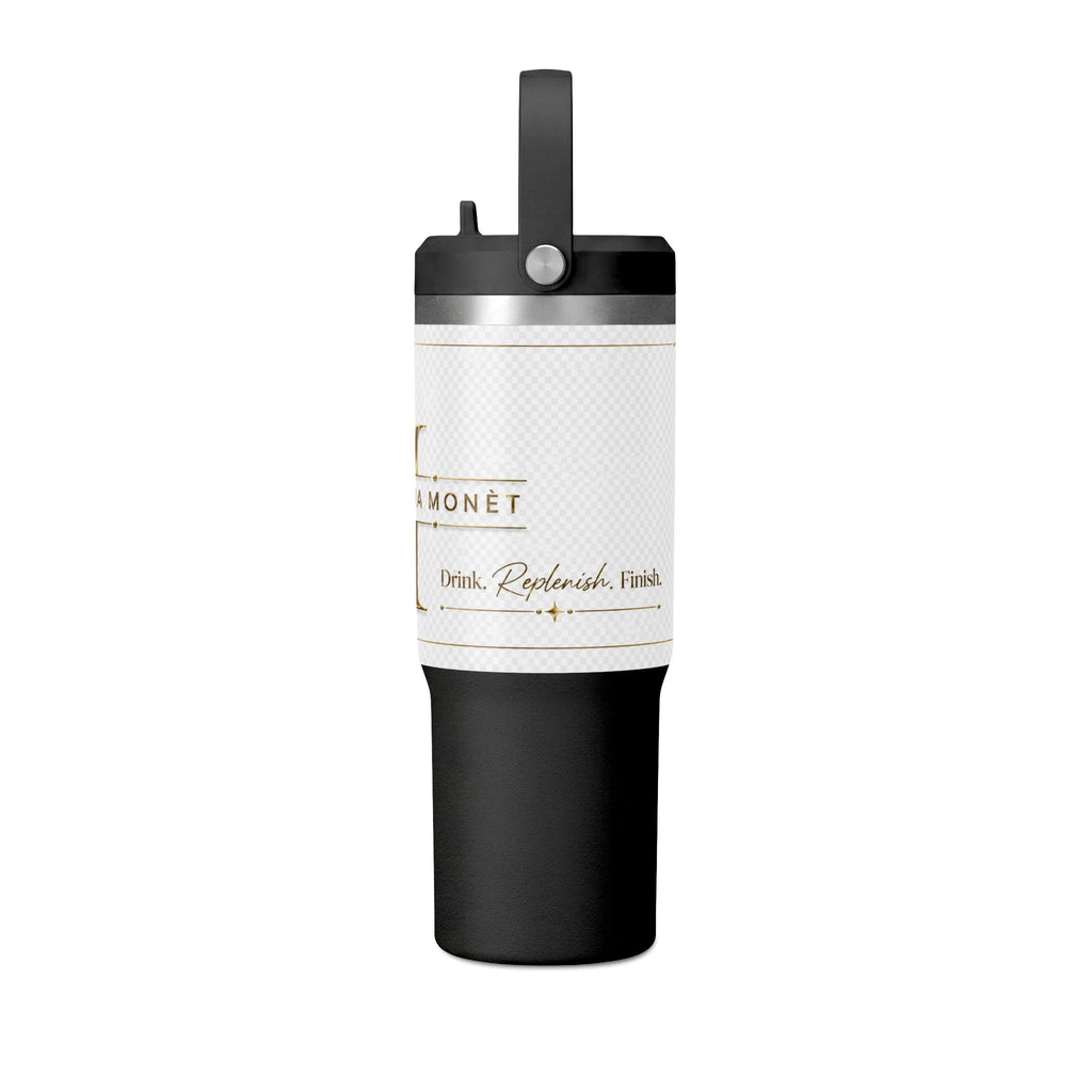 Nomad 32oz Travel Tumbler — Gold Monogram 'Dahlia Monet' Insulated Bottle