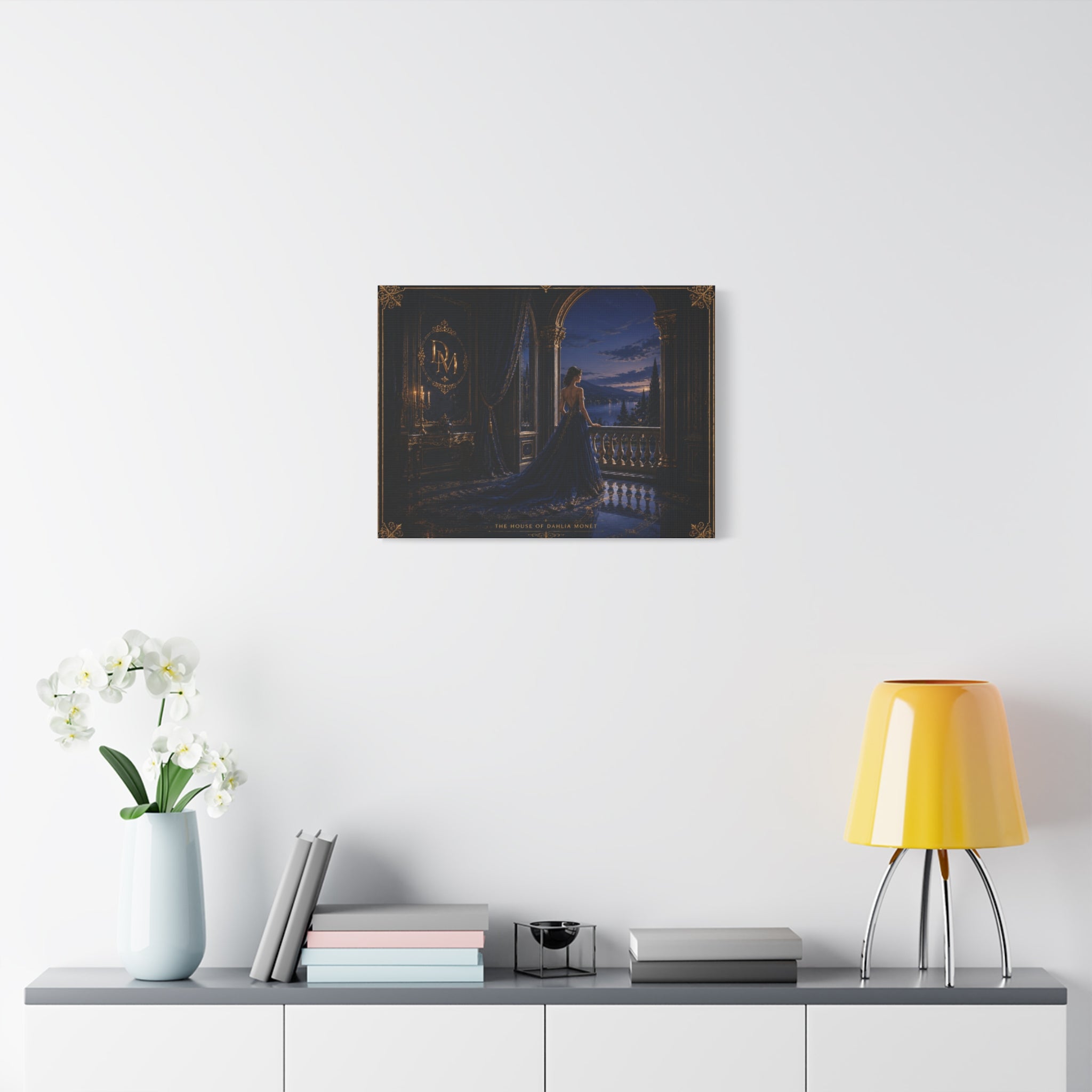 Princess at Midnight Matte Canvas Print — Elegant Blue Evening Wall Art