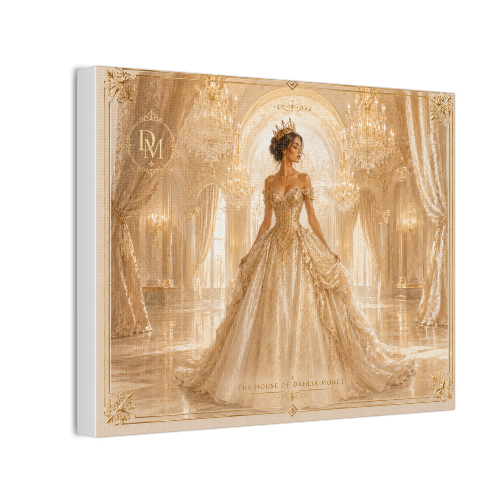 Princess Bride Canvas Print — Elegant Golden Ballroom Portrait