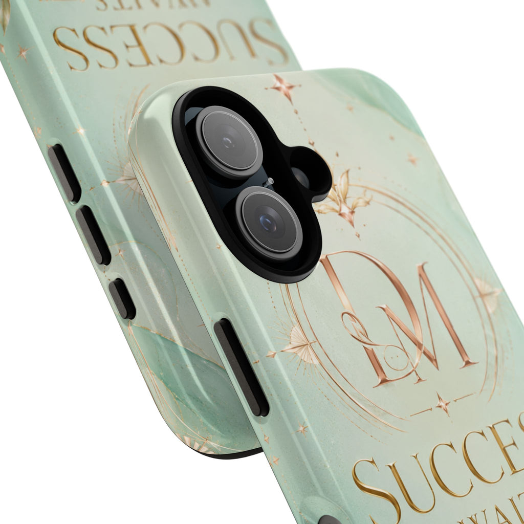 Phone Case — "Success Awaits You" Mint Marble Protective Case