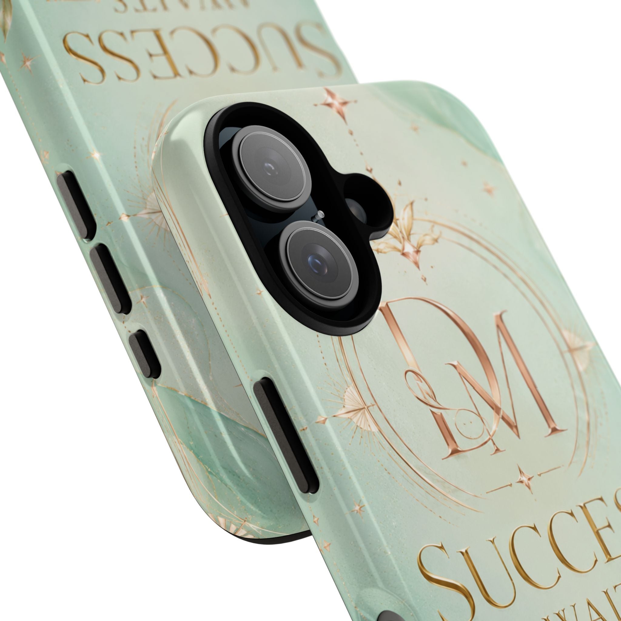 Phone Case — "Success Awaits You" Mint Marble Protective Case