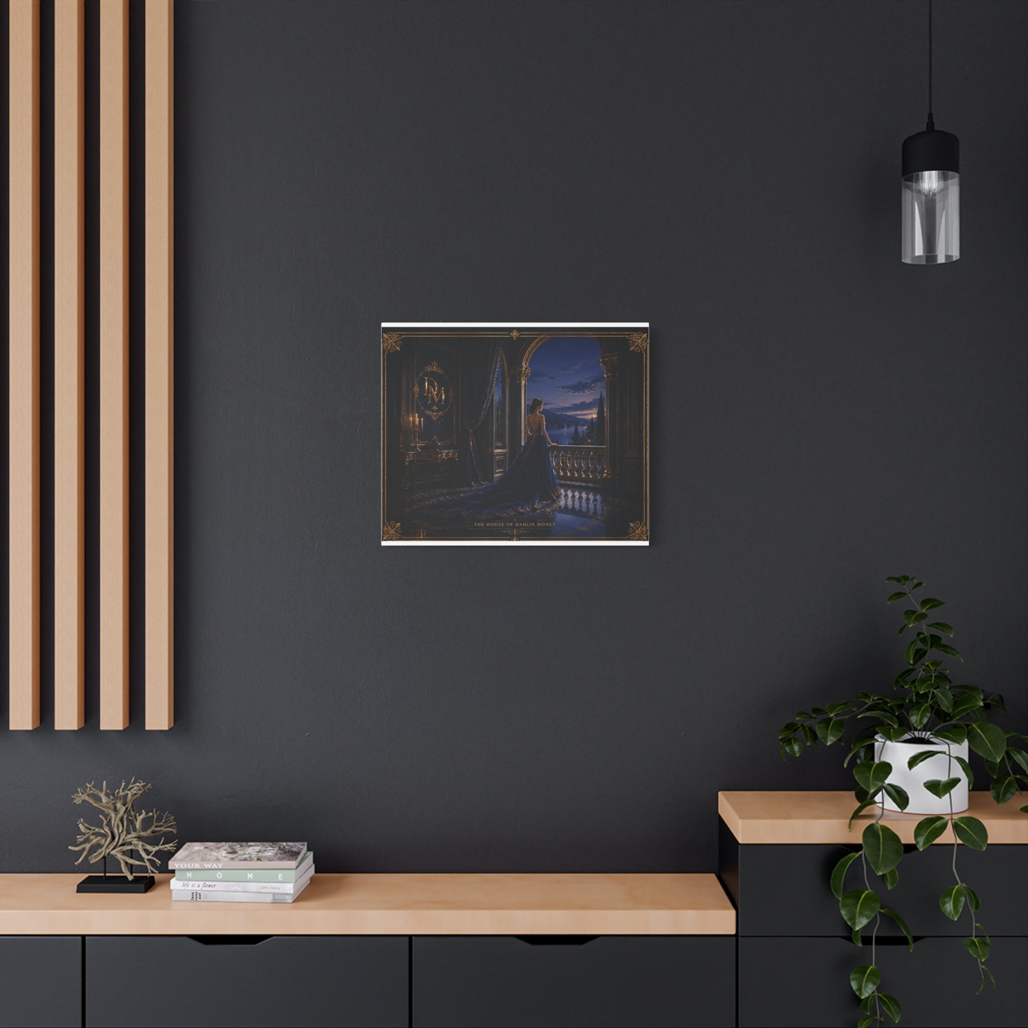 Princess at Midnight Matte Canvas Print — Elegant Blue Evening Wall Art