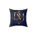 Monogram Pillow — Luxurious Gold DM Initials on Navy Faux Suede