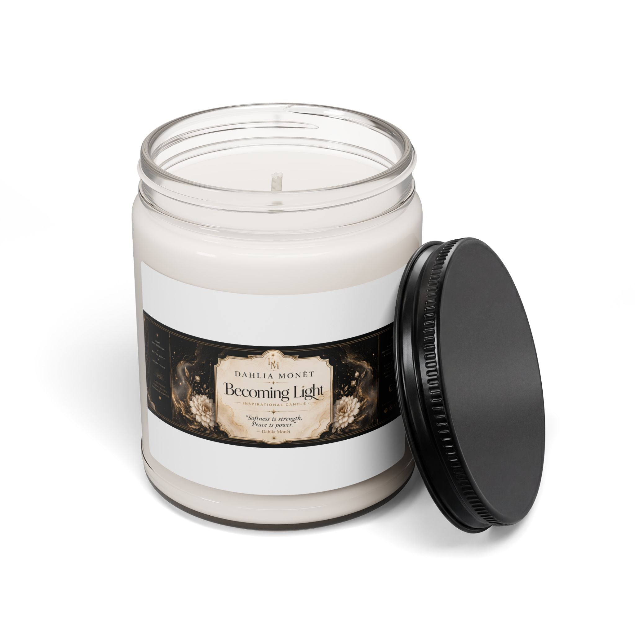 Becoming Light Scented Soy Candle — 9oz Aromatherapy Jar (Floral & Amber)