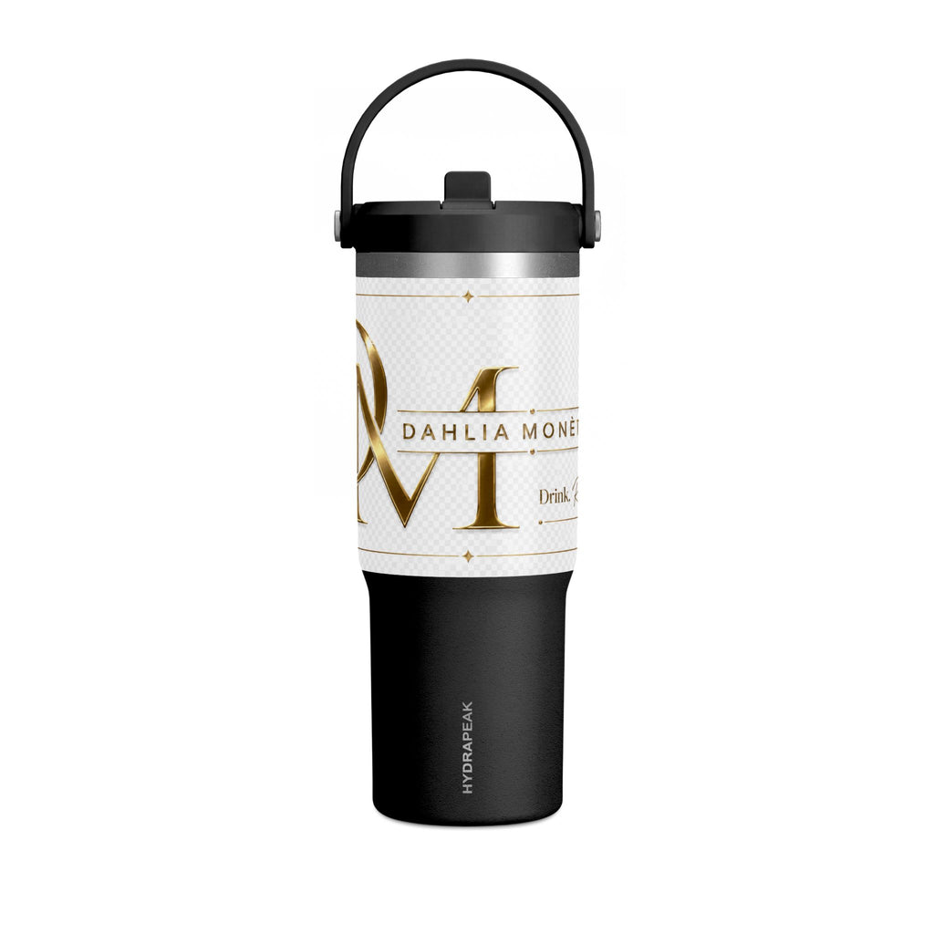 Nomad 32oz Travel Tumbler — Gold Monogram 'Dahlia Monet' Insulated Bottle