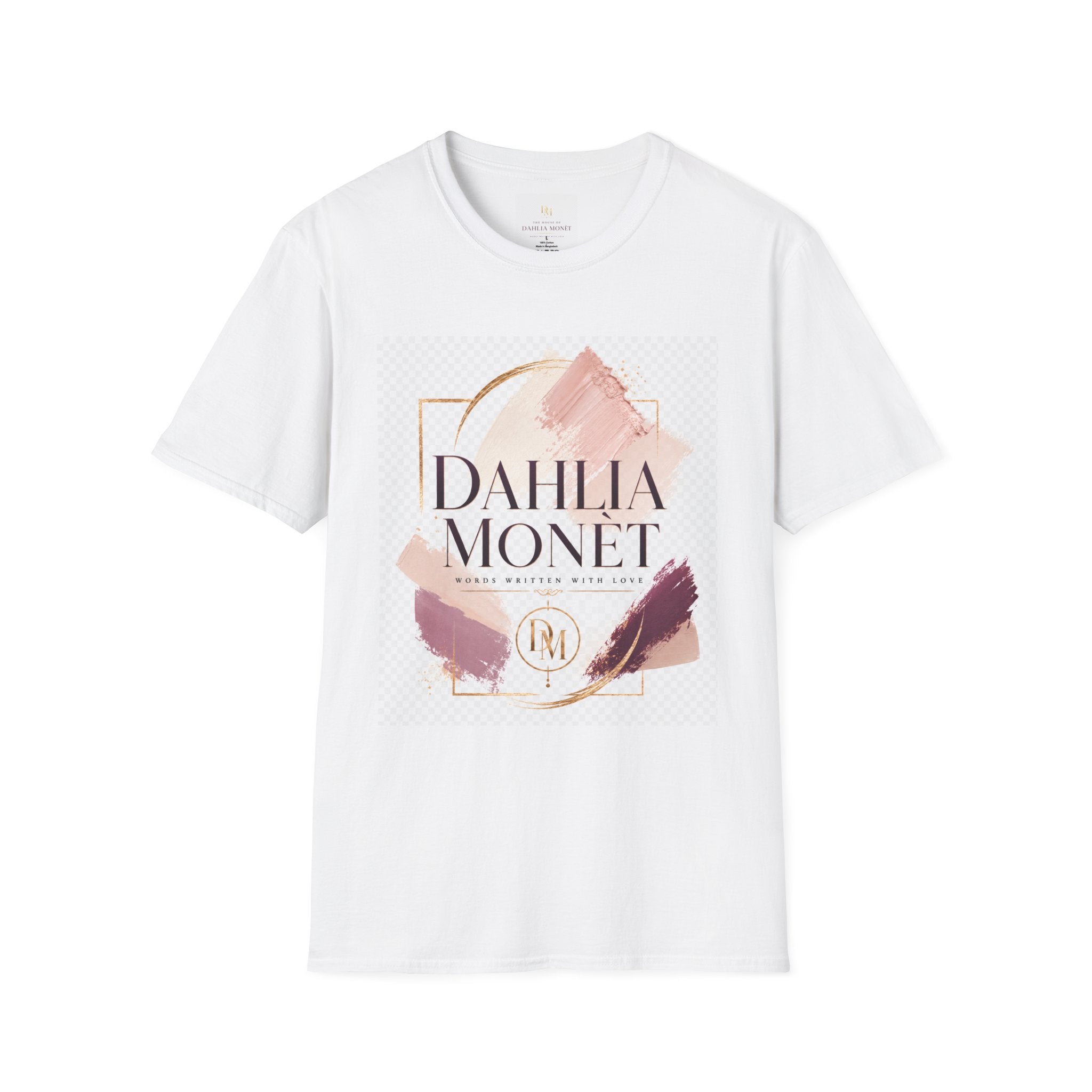 Dahlia Monet Graphic Tee — Elegant Brushstroke Logo T-Shirt
