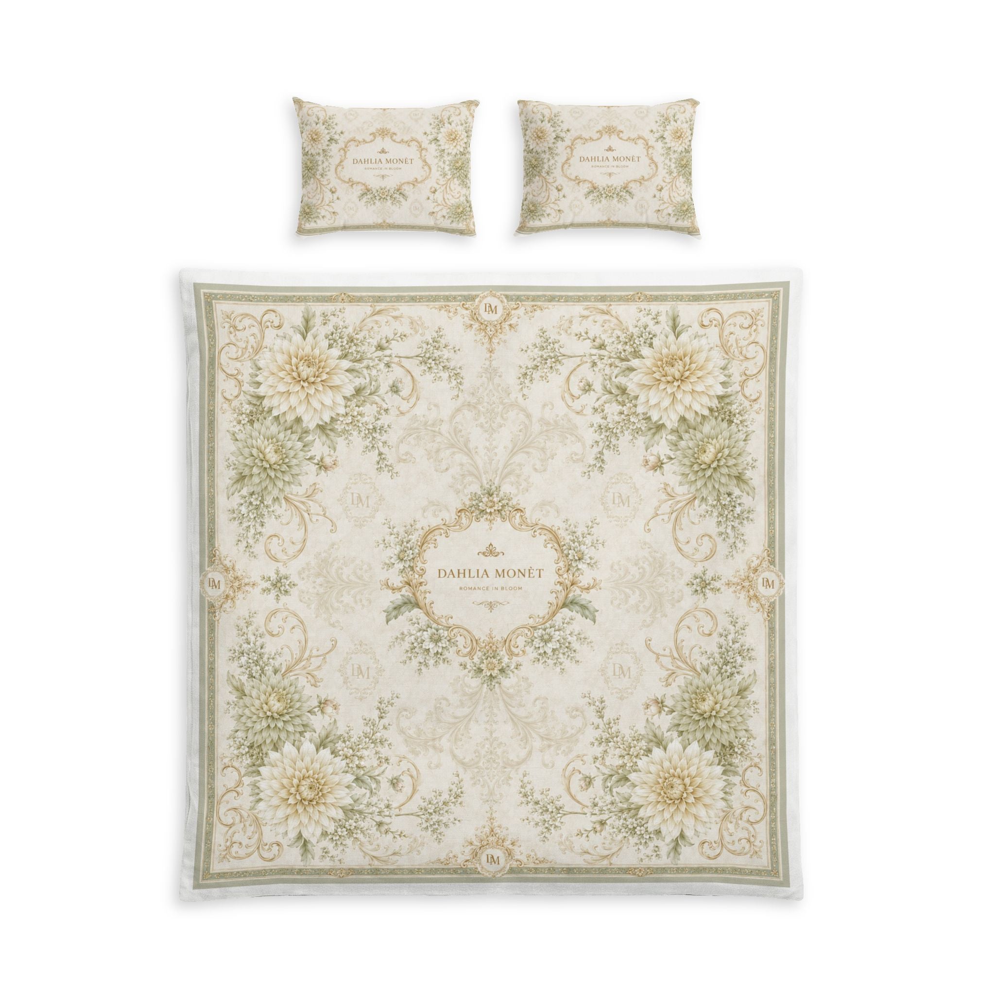 Vintage Floral Cotton Bed Set – Elegant Duvet Cover & Pillowcases (Victorian Lace Garden Design)