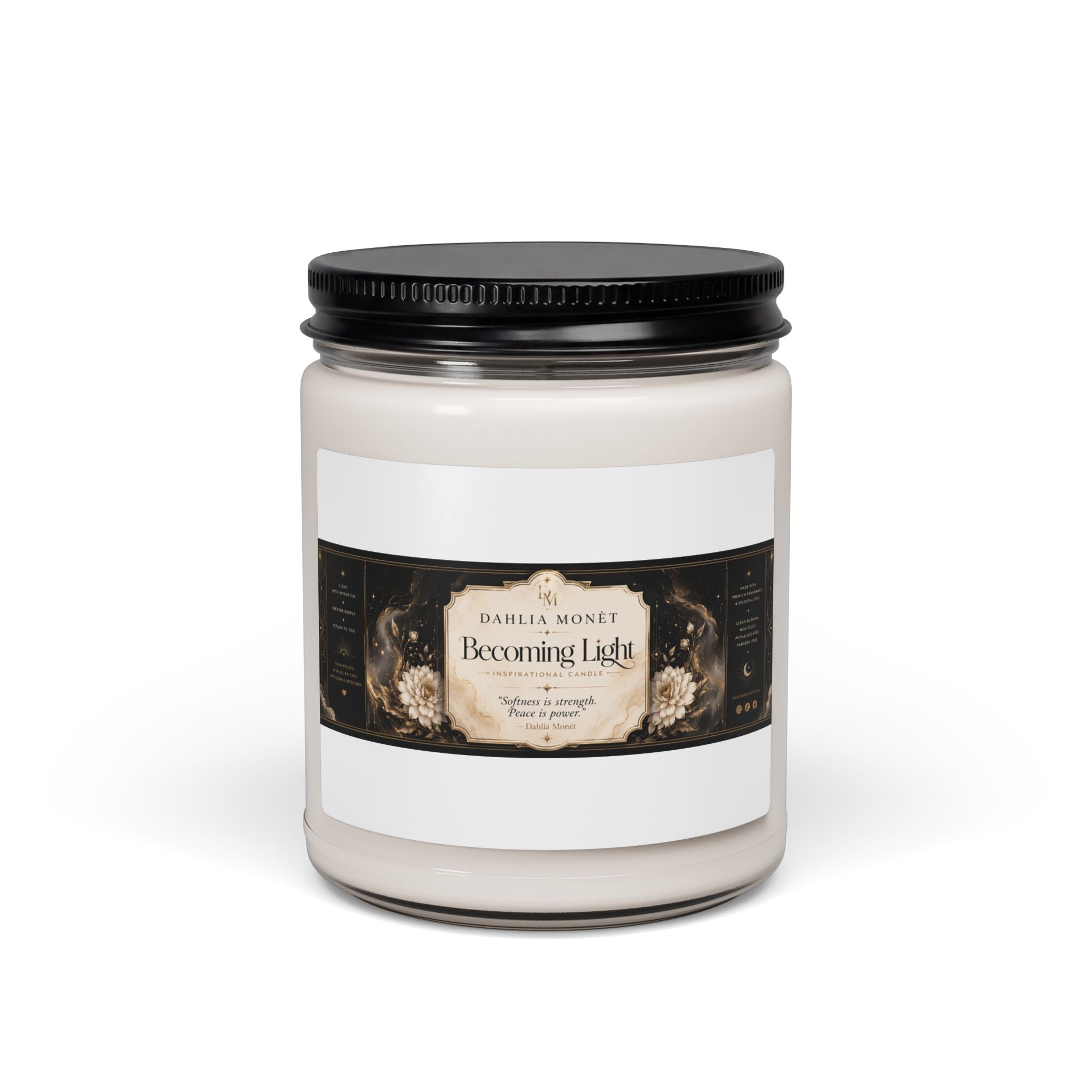 Becoming Light Scented Soy Candle — 9oz Aromatherapy Jar (Floral & Amber)
