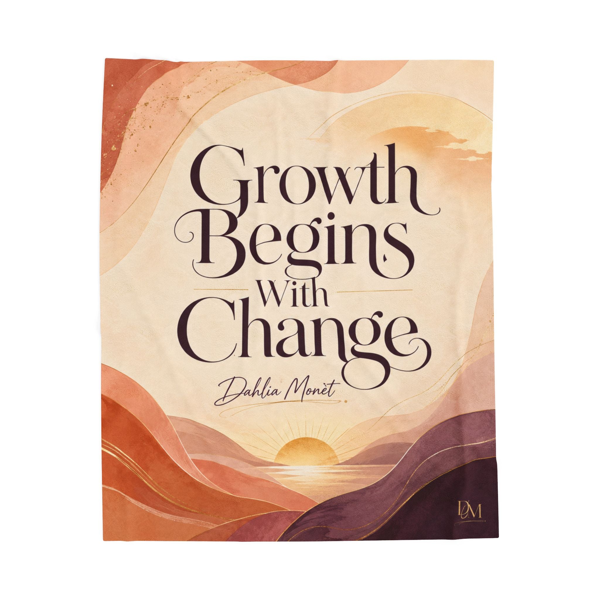 Velveteen Plush Blanket — "Growth Begins With Change" Inspirational Throw