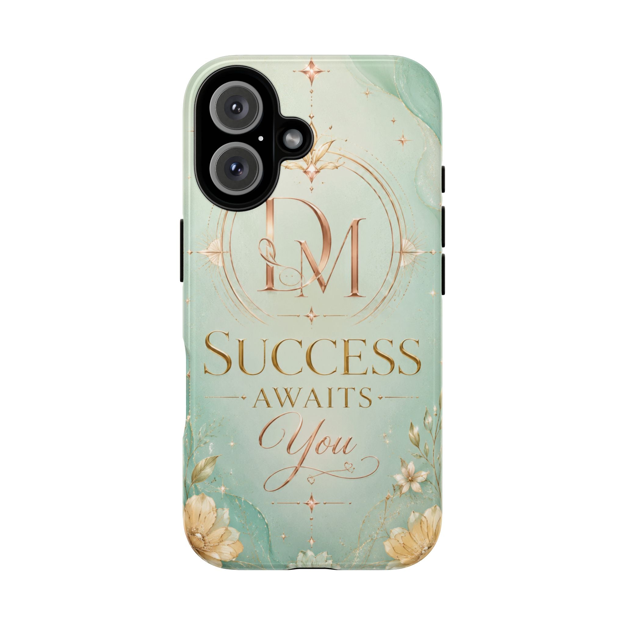 Phone Case — "Success Awaits You" Mint Marble Protective Case