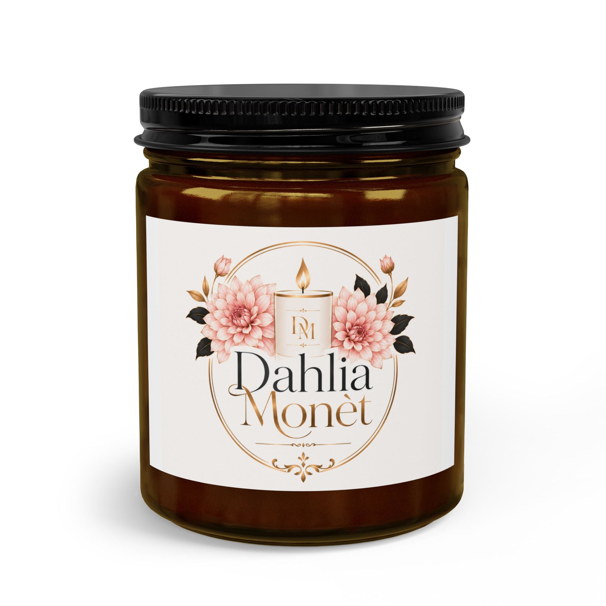 Dahlia Monet Scented Candle Set — Glass Jar Candle with Matches & Wick Trimmer
