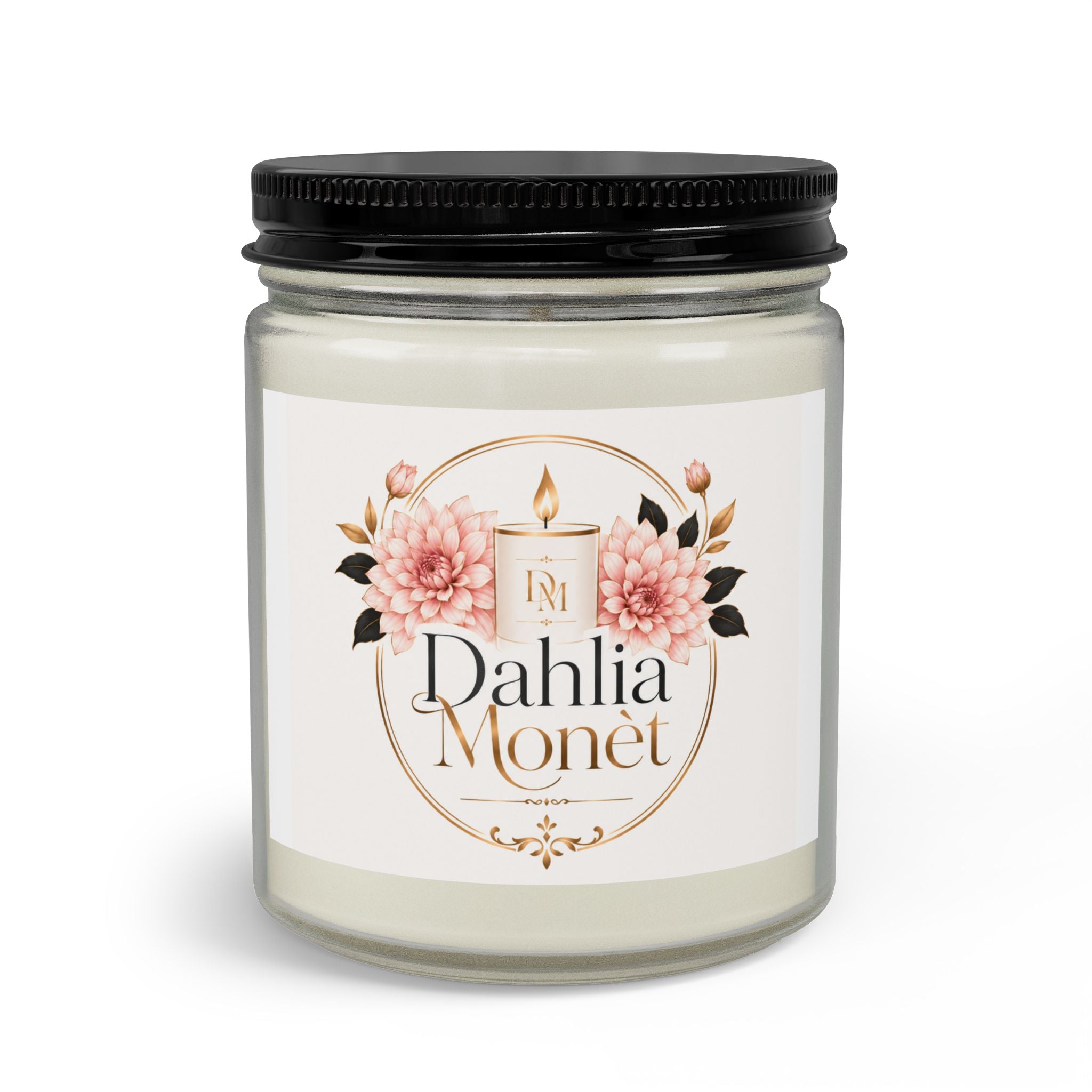 Dahlia Monet Scented Candle Set — Glass Jar Candle with Matches & Wick Trimmer