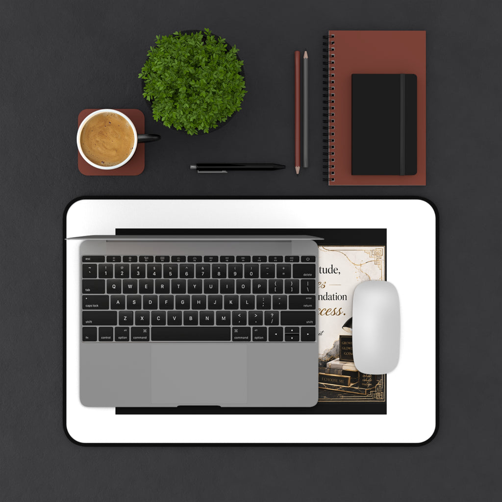 Inspirational Office Desk Mat — “Serenity, gratitude, and values…” Motivational Workstation Mat