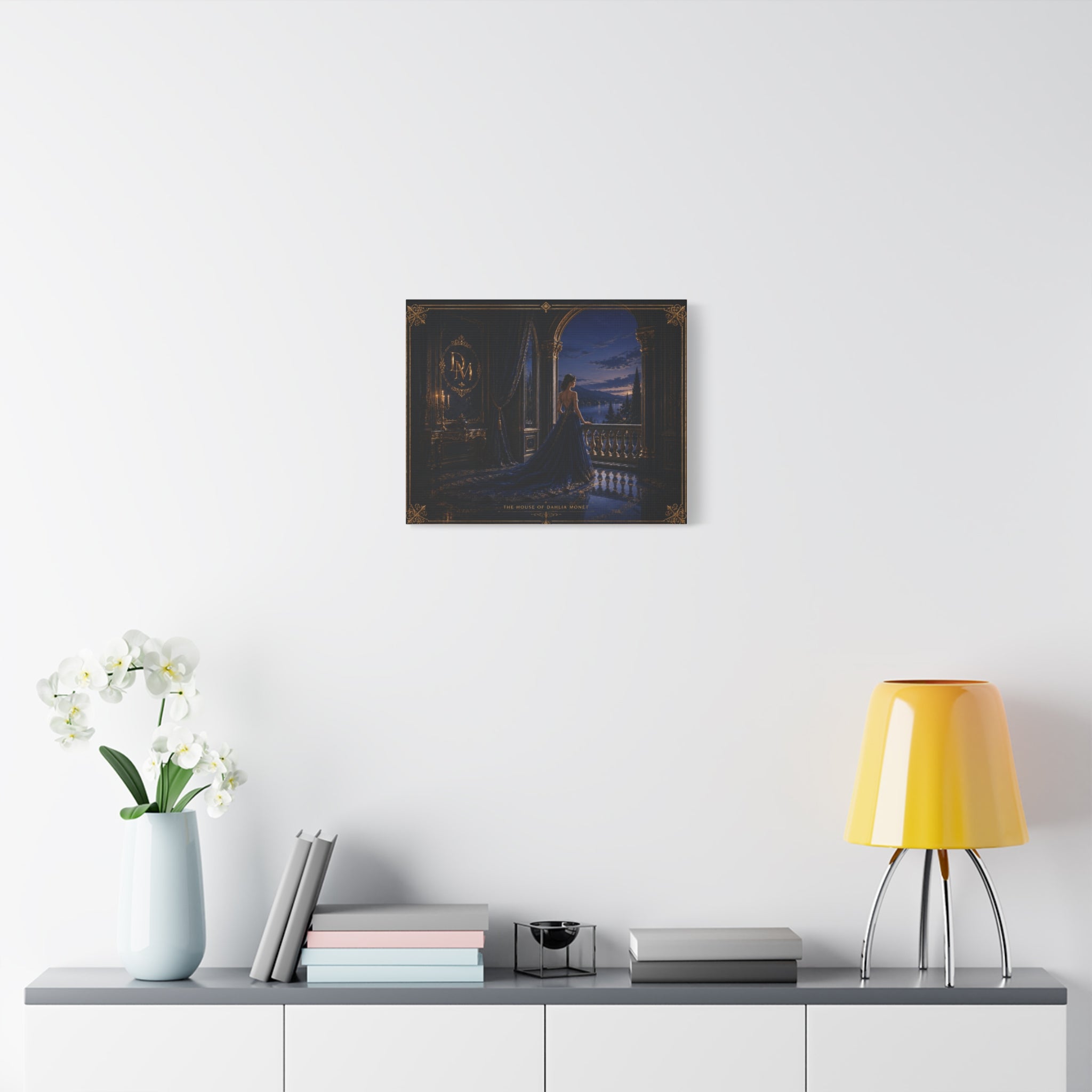 Princess at Midnight Matte Canvas Print — Elegant Blue Evening Wall Art