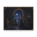 Stretched Canvas: Moonlit Balcony Lady — Elegant Romantic Wall Art